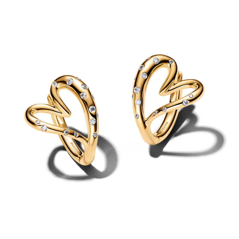 14k gold-plated hoop earrings with clear cubic zirconia