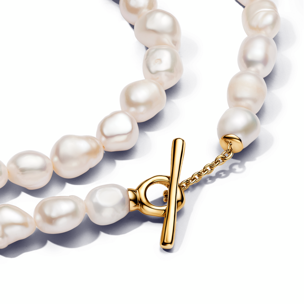 Baroque Treated Freshwater Cultured Pearls T-bar Collier Necklace