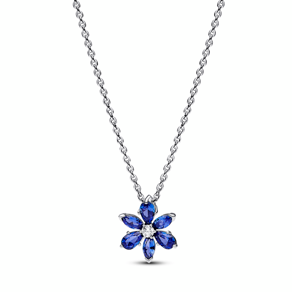 Sparkling Blue Herbarium Cluster Pendant Necklace