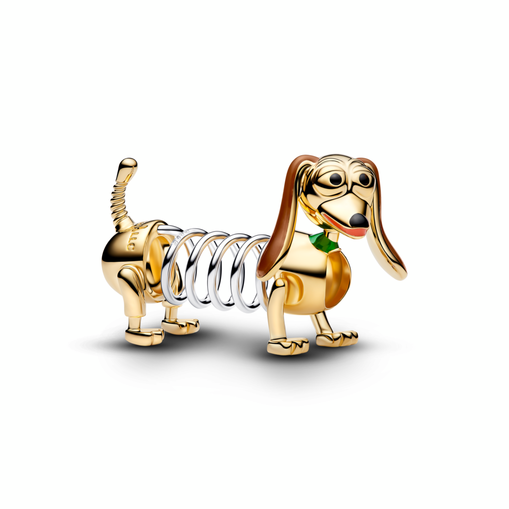 Disney Toy Story Slinky Dog 14k gold-plated and sterling silver charm with brown, black, red and green enamel