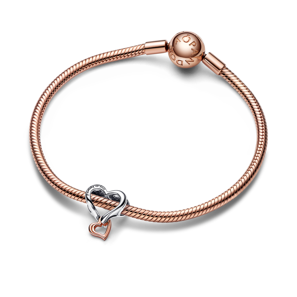 Two-tone Openwork Infinity Heart Charm