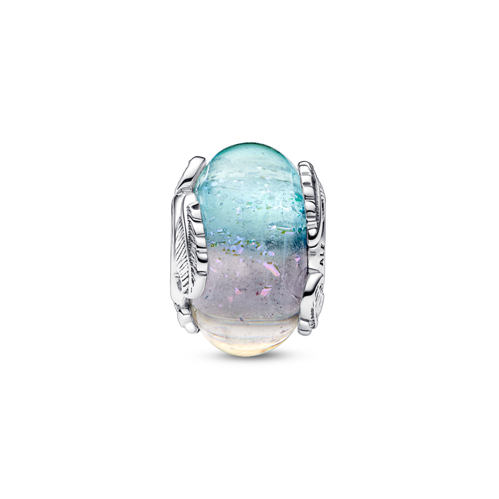 Multicolour Murano Glass & Curved Feather Charm