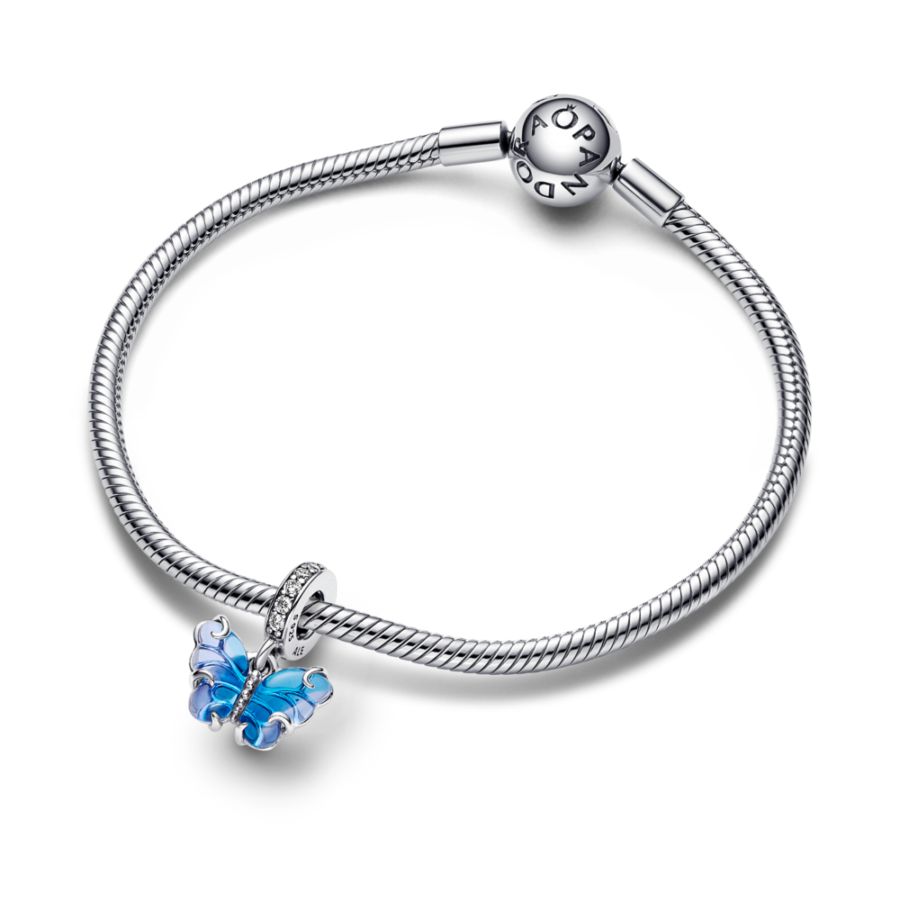 Blue Murano Glass Butterfly Dangle Charm