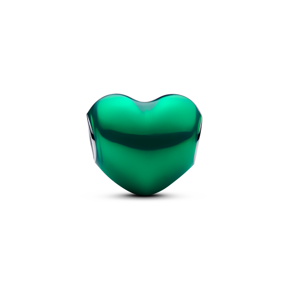 Metallic Green Heart Charm
Sterling silver