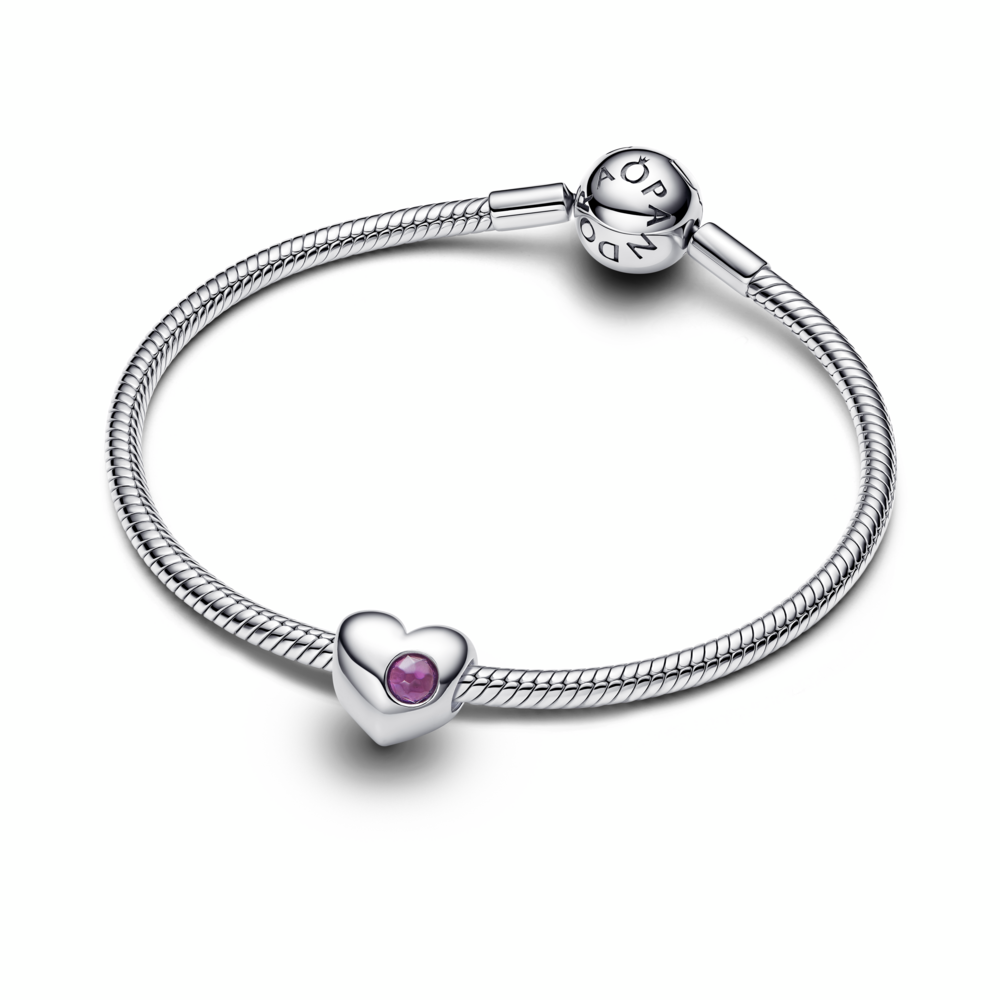 Engravable February Birthstone Heart Charm
Sterling silver