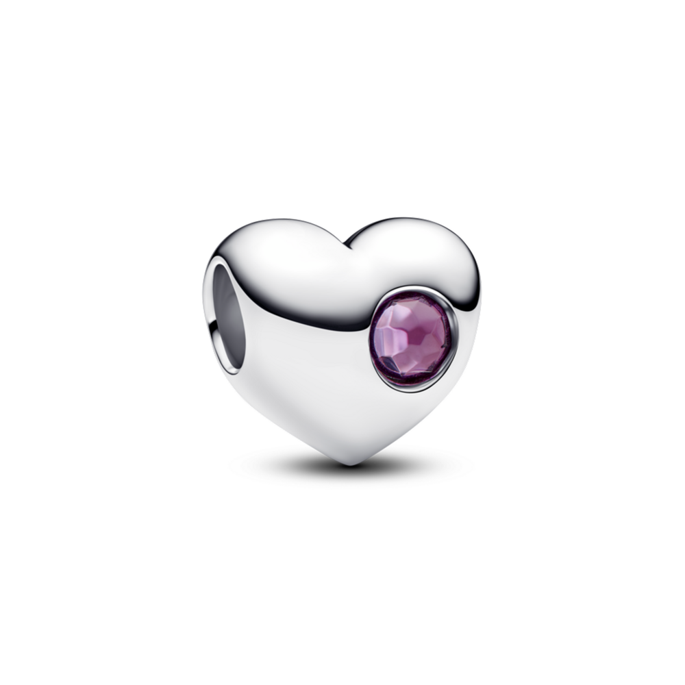 Engravable February Birthstone Heart Charm
Sterling silver
