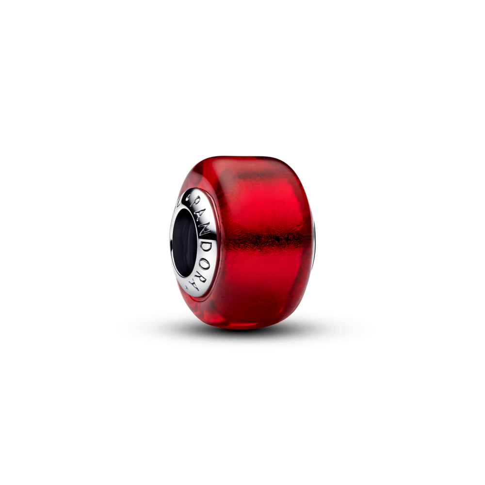 Sterling silver charm with red Murano glass and gold foil