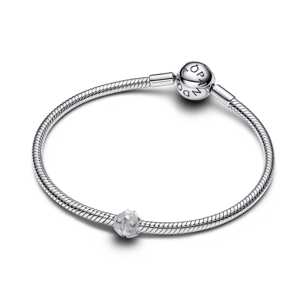 Textured ladybird sterling silver mini charm