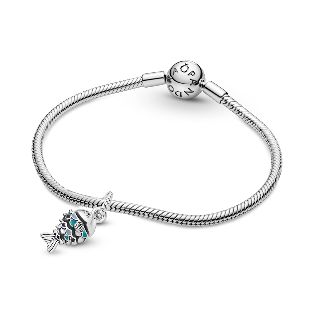 Blue Scaled Fish Dangle Charm