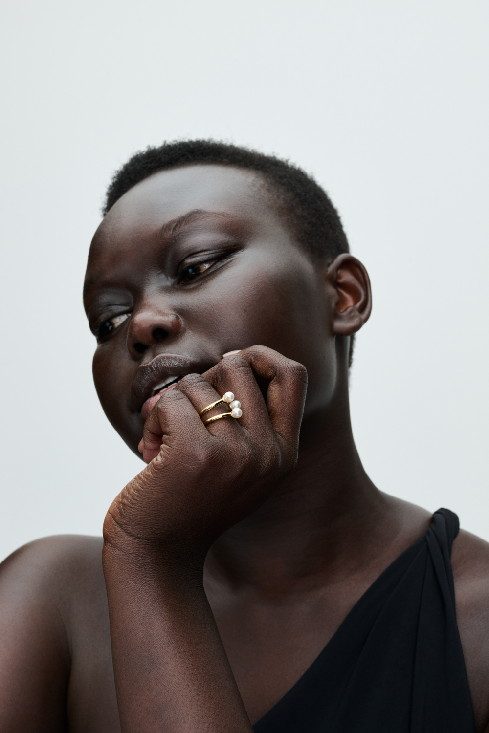 Treated Freshwater Cultured Pearl Open Ring