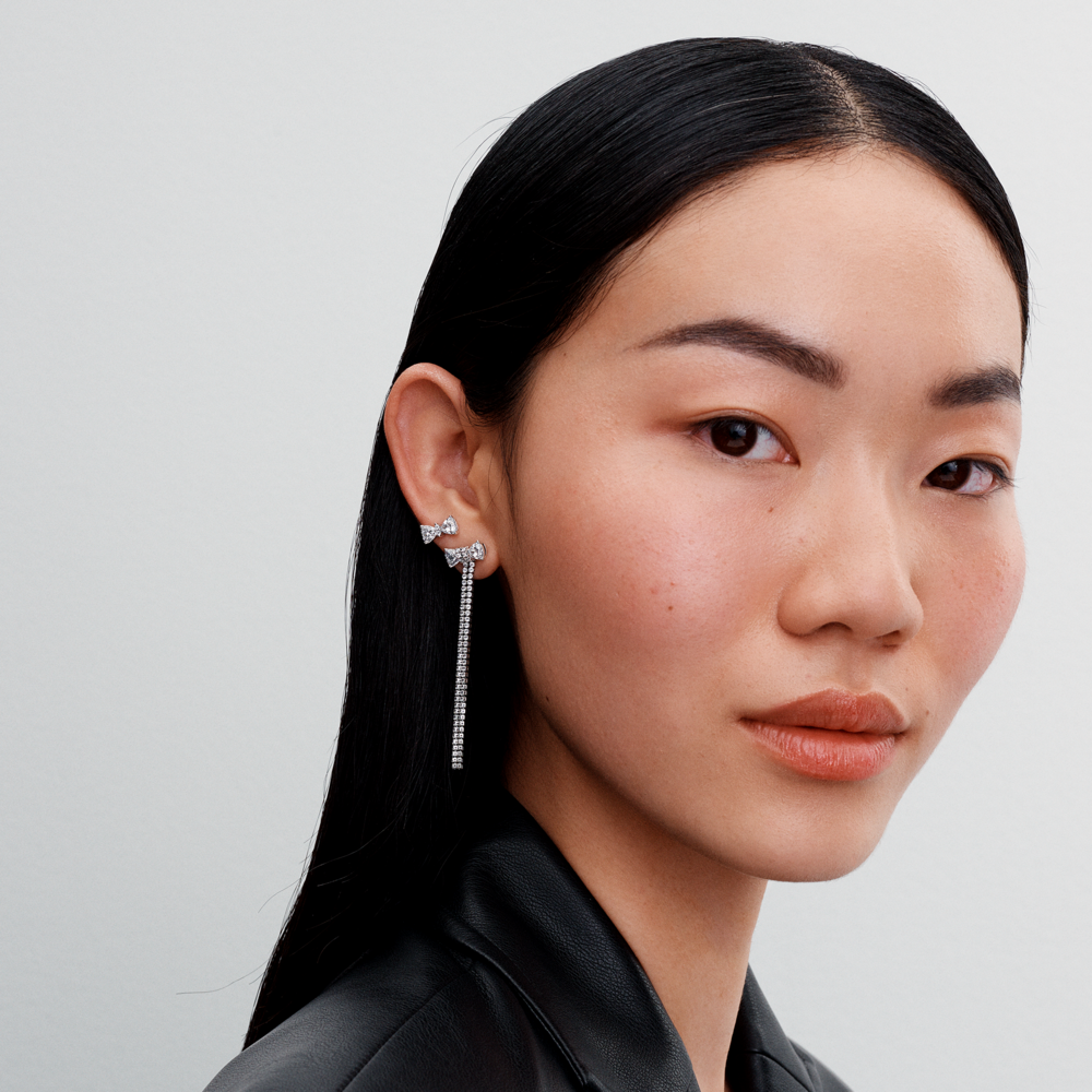 Pavé Bow Drop Earrings